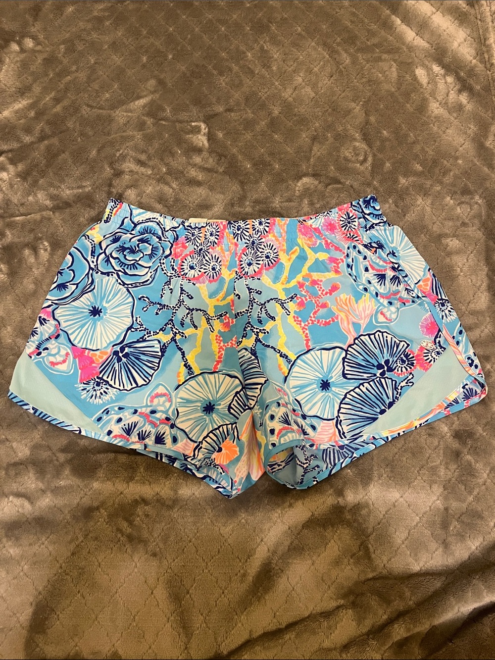 Lilly Pulitzer Light Blue Tropical Floral Athletic Shorts